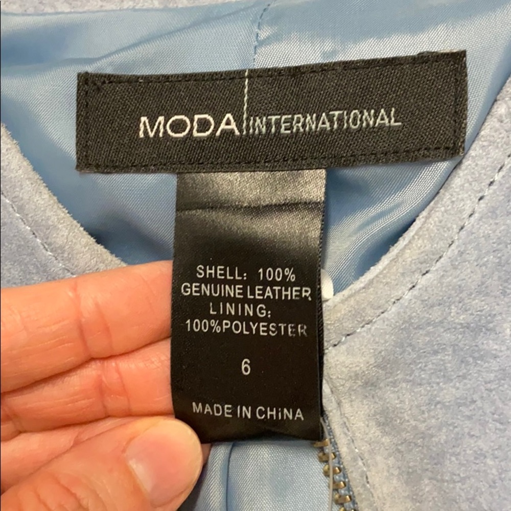 Blue Moda International Suede Biker Moto Jacket
